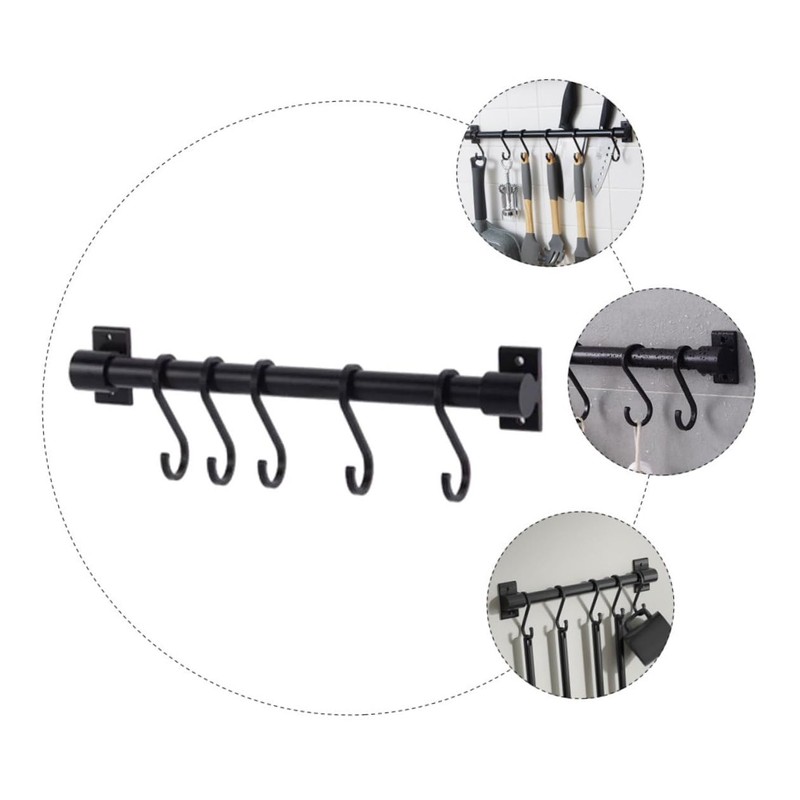 ULTECHNOVO 1Set Wall Mounted Kitchen Utensil Rack with Hooks Multi