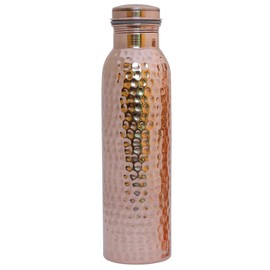 HealthGoodsIn - Traveller's Pure Copper (99.74%) Hammered Water Bottle for Ayurvedic Health Benefits Holds 950 Ml (32.12 US Fluid Ounce) Water | Joint Free, Leak Proof