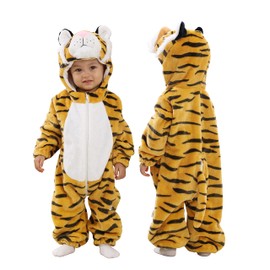 TONWHAR Kids' And Toddlers' Infant Tiger Dinosaur Animal Fancy Dress Costume Outfit Hooded Romper Jumpsuit (0-3 Months/Height:20"-23",Tiger)