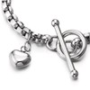 COOLSTEELANDBEYOND Stainless Steel Women's Rolo Chain Bracelet Polished with Dangling