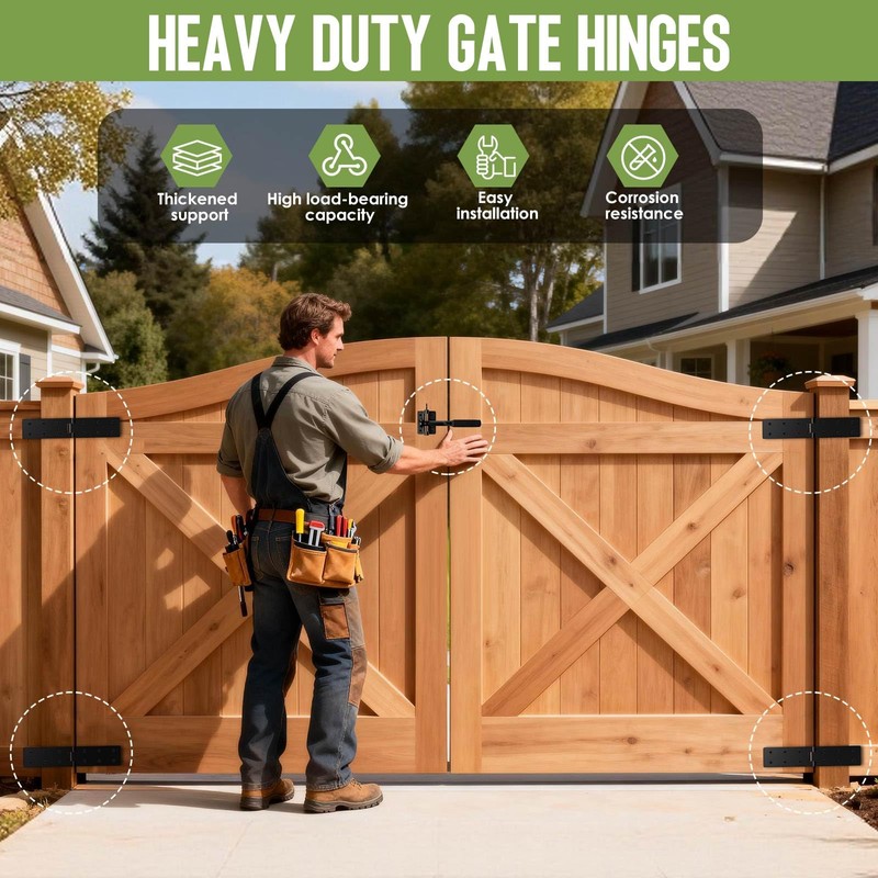 Mdkave Heavy Duty Gate Hinges,270° Solid Double Layer Folding Butt