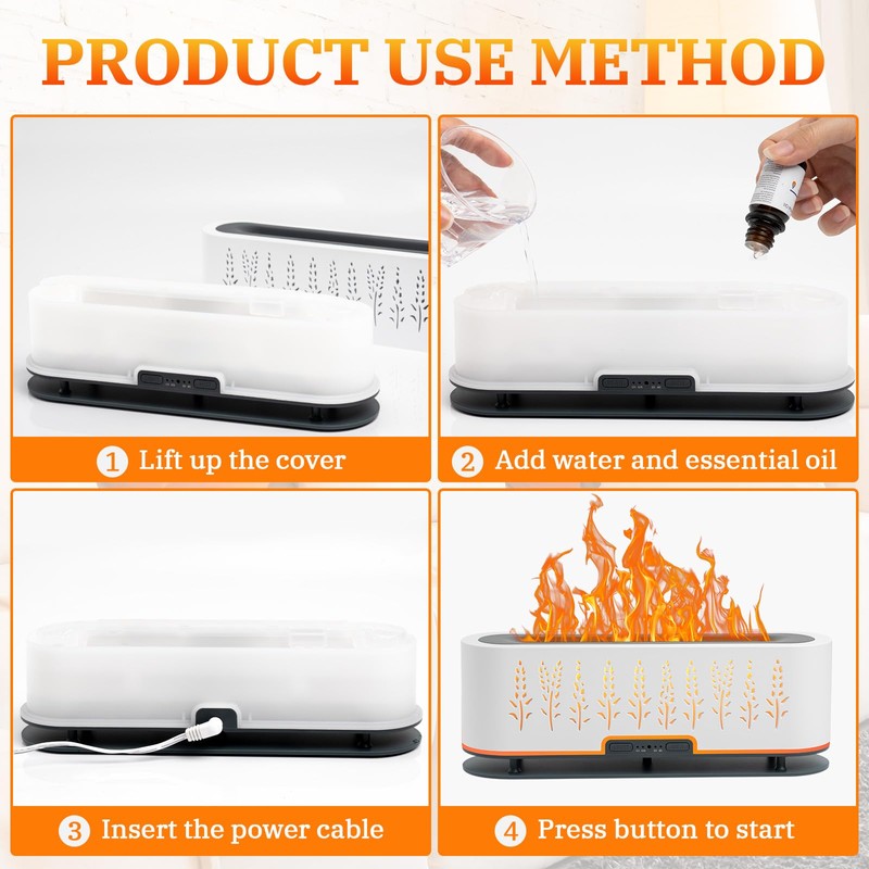 Essential Oil Diffusers, Flame Air Diffuser, 200ml Aromatherapy Diffuser with