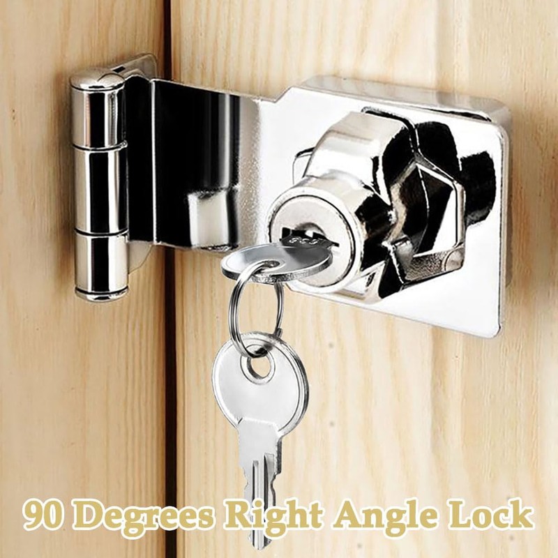Litensh 3 Inch Right Angle Hasp Lock with Key Alike,