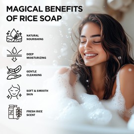 Princess Belle Rice Soap for Face, Natural and Exfoliating Bar Soap for Face and Body, Moisturizing Bar Soap for All Types Skin, 2 Pack