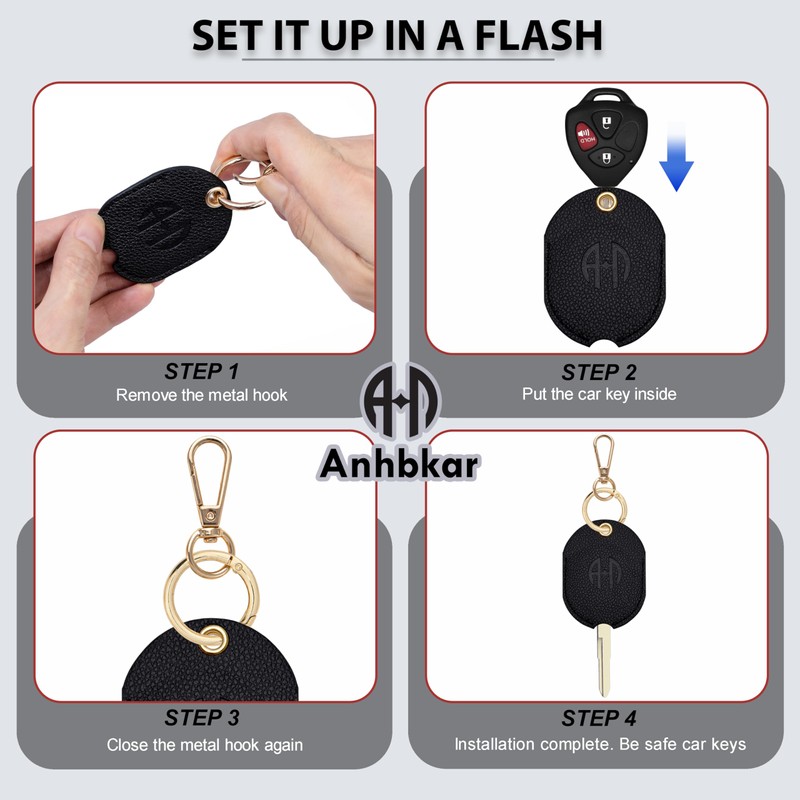 ANHBKAR Leather Keys Sleeve for Broken Car Key Loop Replacement