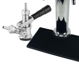 GOVNPJ D System Keg Coupler with Pressure Relief Valve - Brass Commercial Beer Tap with 5/8 Inch Stainless Steel Probe - Includes Drip Tray for Draft Dispensing