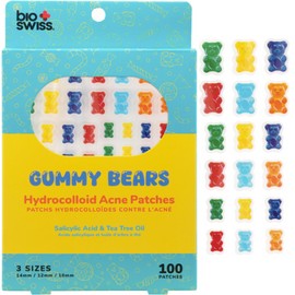 BioSwiss Pimple Patches, Gummy Bears Patch for Zits and Blemishes, Hydrocolloid Spot Stickers for Face and Skin, 100 Count