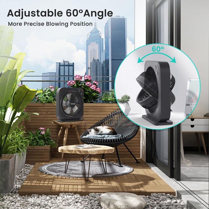AMACOOL Table Fan, 12 inch Box Fan with 3 Adjustable