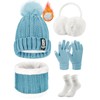 Yusongirl 5PCS Women Girls Winter Knitted Hat Scarf Gloves Earmuffs