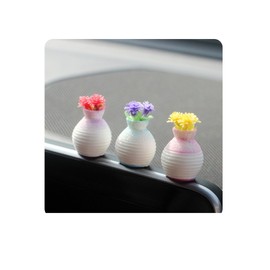 NMOHYDEU Set of 3 Plastic Flowers Car Dashboard Decorations Mini Vases Car Dashboard Accessories, Cute Car Interior Accessories Home Decor for Women Girls