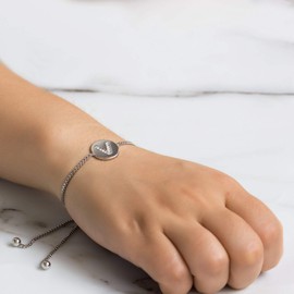 Philip Jones Initial Friendship Bracelet Letter V Created with Zircondia® Crystals