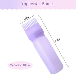 Cosywell Root Comb Applicator Bottle 6 Ounce Hair Dye Applicator Brush 3 Pack for Hair Root Comb Color with Graduated Scale(Pink White Purple)