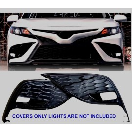 carfixparts For 2021-2022 Toyota Camry SE XSE Bumper Fog Light Covers only Glossy Dark Grey
