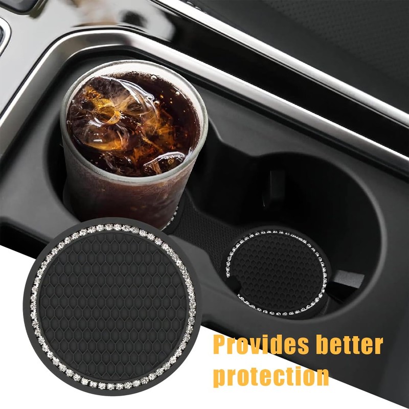BHIPKOT Car Cup Coasters - Universal Cup Holder Inserts -