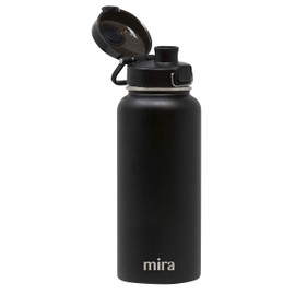 MIRA - Botella de agua de acero inoxidable de 32 onzas, termo de metal aislado al aspiradora, mantiene el frío durante 24 horas, caliente durante 12 horas, tapa de boquilla sin BPA, color negro