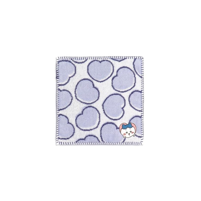 Chiikawa Heart Towel Handkerchief, Blue Pile 41-1170080, Approx. 9.8 x
