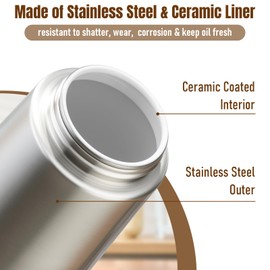 PARACITY Oil Dispenser Bottle with Stainless Steel Shell & Ceramic Sprayed Interior, 2 in 1 Olive Oil Sprayer and Dispenser, Oil Spray Bottle for Cooking, Kitchen, BBQ, Air Fryer, Salad, Baking(Black)