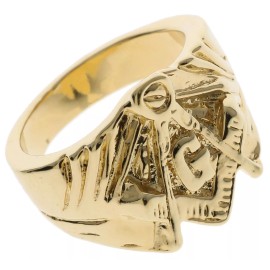 Masonic men's Rugged Pattern Ring 18k yellow gold overlay size 10