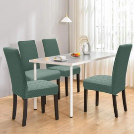 YSTELLAA Chair Covers, Set of 2, Stretch Chair Covers, Universal Seat Cover, Washable and Removable, Decoration Chair Cover for Home, Christmas Decorations, Bean Green
