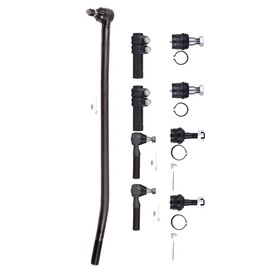ASAPE 9 Pcs Suspension Kit - Fit 1992-1997 for Ford F-350, Include - Front Outer Tie Rod End Center Link Tie Rod Adjusting Sleeve Lower Ball Joint Upper Ball Joint OE# ES2012S K8607T