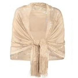 3MDGHD Women's Stole, Shawl, Large, Wedding, Party, Air Conditioning, Cold Protection, Formal, Thin, Lightweight, beige