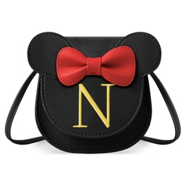 Toddler Purse Kids Wallets for Girls 1 2 3 4 5 6 7 8 9 Year Old Birthday Gift,Cute Mini Mouse Purse Crossbody Shoulder Purse for Little Girl,Initial Wallets Toddler Christmas Gifts(Small,Black N)