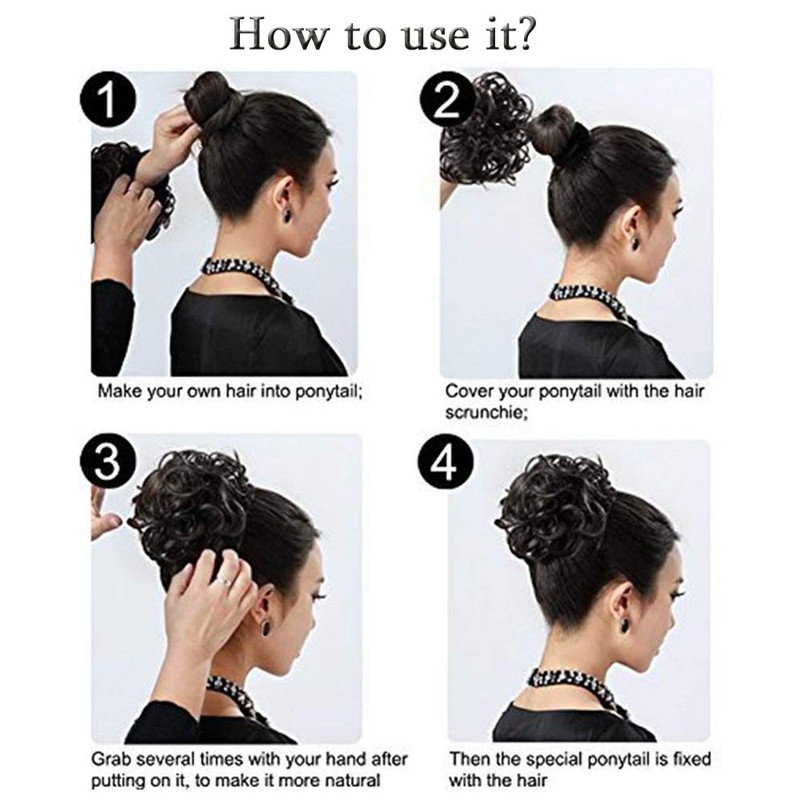 Hairpiece Bun Scrunchie Scrunchy Hair Extensions Silver Grey 40G Synthetic