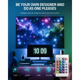 HYCHINS 8 Pack Self-Adhesive Sound Proof Foam Panels for Walls with Fiber Optic Starlight, 48" X 32" Art Acoustic Panels, Decorative Soundproof Wall Panels for Home Studio Colorful Stars