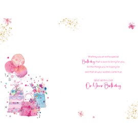 Cherry Orchard Auntie Happy Birthday Card Gorgeous Bright and Colourful Design finished with Gold Foil