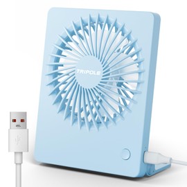 TriPole Mini Desk Fan USB Powered Portable Fan Small Personal Fan 3 Speeds Strong Airflow Table Fan for Travel Home Office Bedroom Desktop, 3.3ft Cable (No Battery, Blue)