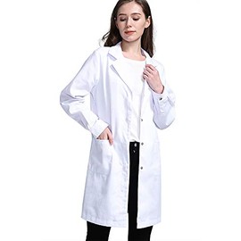 Icertag Laboratory Coat, Doctor's Coat, Doctor's Coat for Women, White Coat for Women, Suitable for Students, Science Laboratory, Nurse, Cosplay, Cotton Coat, White Thin Material