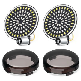 Amazicha 2-inch Front Turn Signals, 81 LEDs 1157 Turn Signals with 2 Smoked Lens Cap Fit for Harley Touring Electra Glide Road Glide Road King Street Glide Sportster Iron Dyna Softail 1986-2024