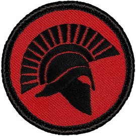 Retro Red and Black Spartan Helmet Silhouette 2012 Patrol Patch - 2" Round (Sew-on)