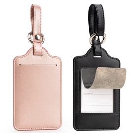 Migeec Luggage Tags, Name Tags, Suitcase Tags, Anti-Loss, Name Labels, for ID Cards, Employee ID, Leather, Name Tag for Bags, Dustproof, Number Tags, Business Trips, Travel, Lightweight