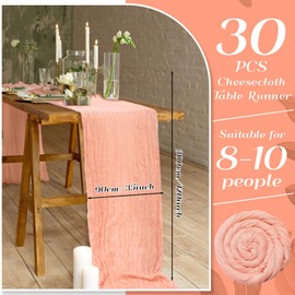 Newwiee 30 Pack 10Ft Cheesecloth Table Runner 35 x 120 Inch Wedding Table Runner Long Vintage Gauze Table Runner Boho Tablecloth Rustic Cheese Cloth for Wedding Bridal Shower Birthday (Peach Color)