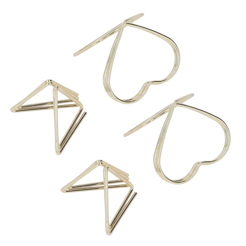 100pcs Paper Clips Gold Triangle Heart Shape Double Layer Three