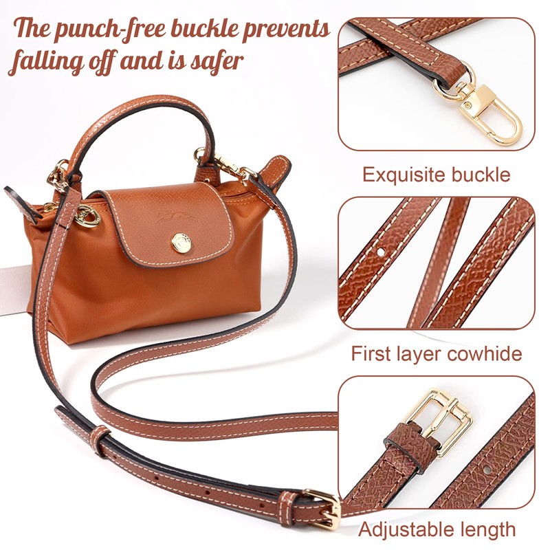 Weploda Leather Shoulder Strap for Mini Bag, Slim Shoulder Strap