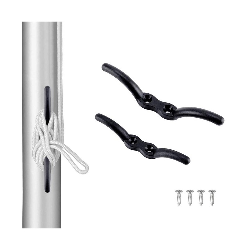 2 Pcs 4" Nylon Rope Cleat Marine Grade, Black