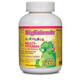Natural Factors Big Friends - Bayas masticables multivitaminas y minerales de la selva, 60 unidades