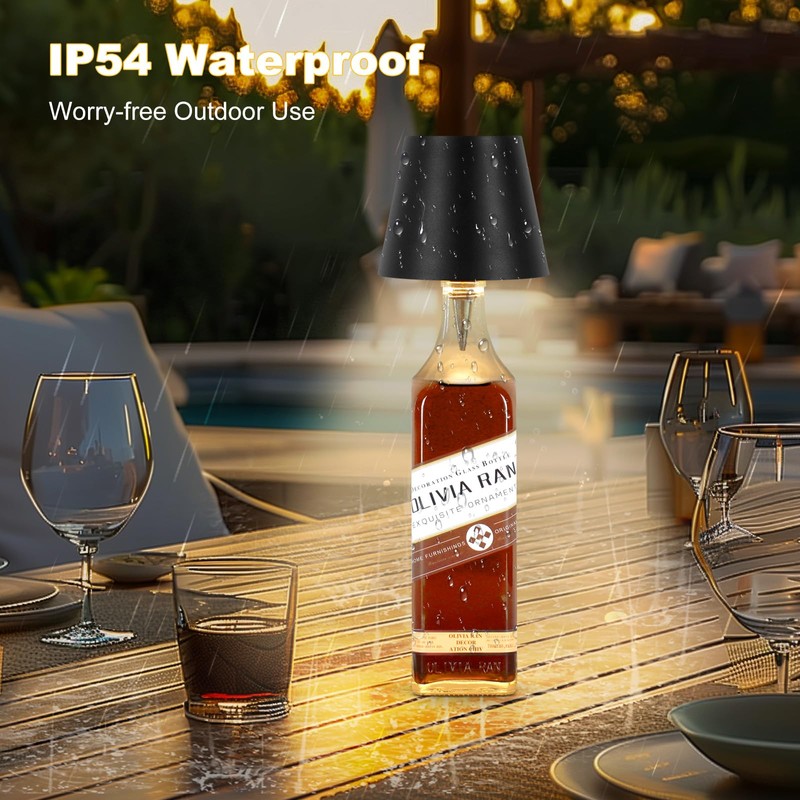 SOUDFK Wireless Bottle Lamp, 2025 New 3 Color Rechargeable Wine