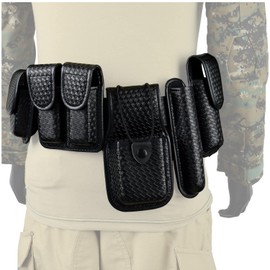 ROCOTACTICAL 8-in-1 Law Enforcement Web Belt Rig, Basketweave Police Duty Belt, Utility Kit (Medium)