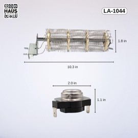 Haüs Parts LA-1044 Dryer Heating Element with Thermostat - Fits Whirlpool, Admiral, Maytag & More - Replaces 31001499, 53-0180, 53-0919, AYE2200AGW, H180