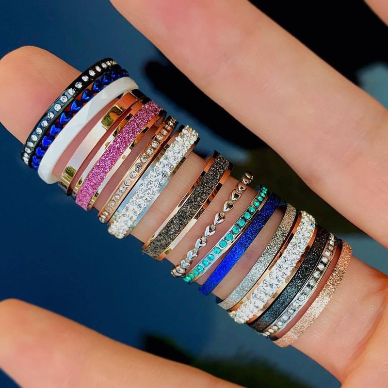 Quiges Stainless Steel Stacking Ring Filling Ring with Polished Structure