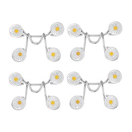 4 Sets White Waistband Tight, Nail-free Waist Buckle, Adjustable Jeans Button, Clips Trouser Waistband, Eans Adjustable Clip, Trouser Buttons for Reducing, Waist Pins Adjustable (Daisy)