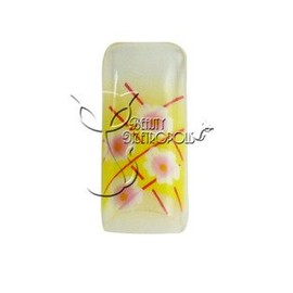 Yellow Floral Pre-designed Acrylic/UV Gel Artificial/False French Nail Tips (70 pcs.)