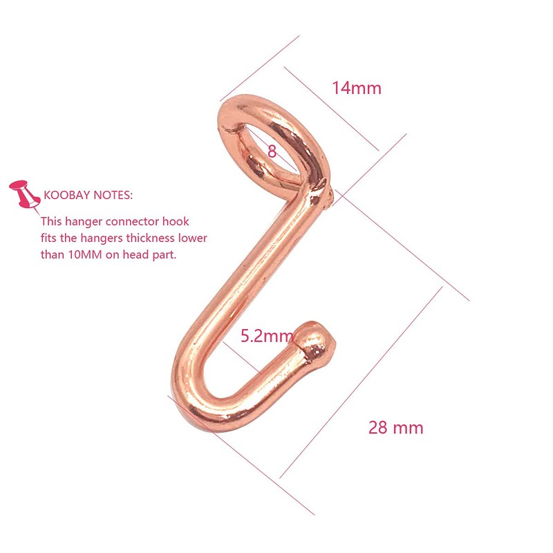Koobay Clothes Hanger 36Pcs Connector Hooks Stable Hanger Rose Gold