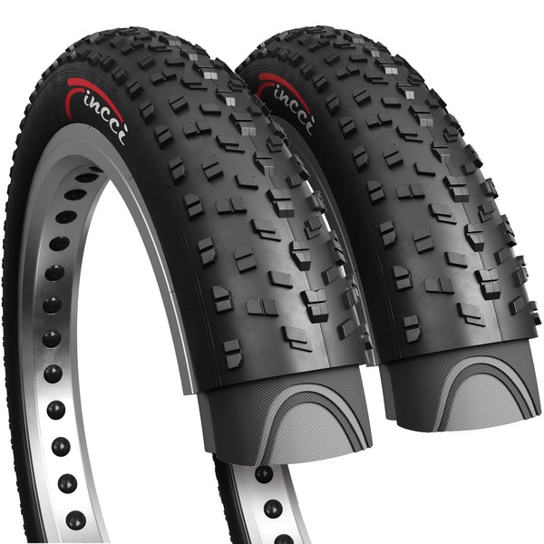 Fincci Pair 26x4.0 Fat Bike Tires 100-559 Foldable Fat Tires for Road Mountain MTB Mud Dirt Offroad Bike Bicycle - Pack of 2