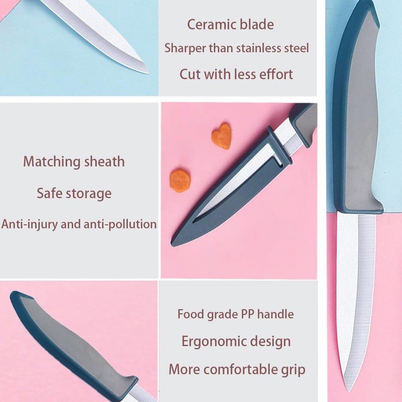 2Pcs Ultra Sharp Ceramic Knife, 4 Inches Large Blade, Safe