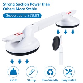 HEINSY 19inch Upgrade Suction Shower Grab Bar, Portable Shower Handle Bar Suction Grip Bar Bathtub Handle with Strong Hold Suction Cup Fitting and Rapid Release for Bathroom(Max Capacity :300lb