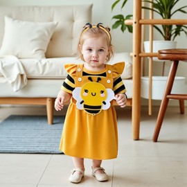 Asmea Baby Clothing Girls Newborn Clothing Summer Romper Suspenders Skirt Clothing Sets for Baby Girls Baby Girls Gift Baby Clothing Girls 0-18 Months, Bee Yellow, 6-9 months